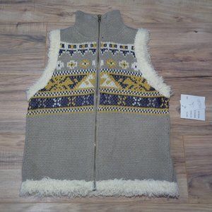 Rachel Roy Size Small TRUTH TREK Mushroom Faux Fur Trim New Women's Zipper Vest